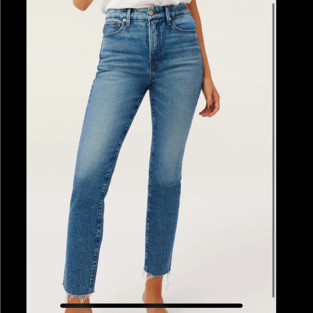 NWT Good American Jeans size 12/31 GOOD CLASSIC RAW EDGE | BLUE754